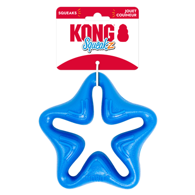 KONG Squeakz Star Dog Toy Blue Medium 035585014883