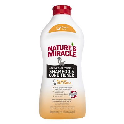 Nature's Miracle Skunk Odor Control Citrus Scent Dog Shampoo & Conditioner 32 oz 018065984821