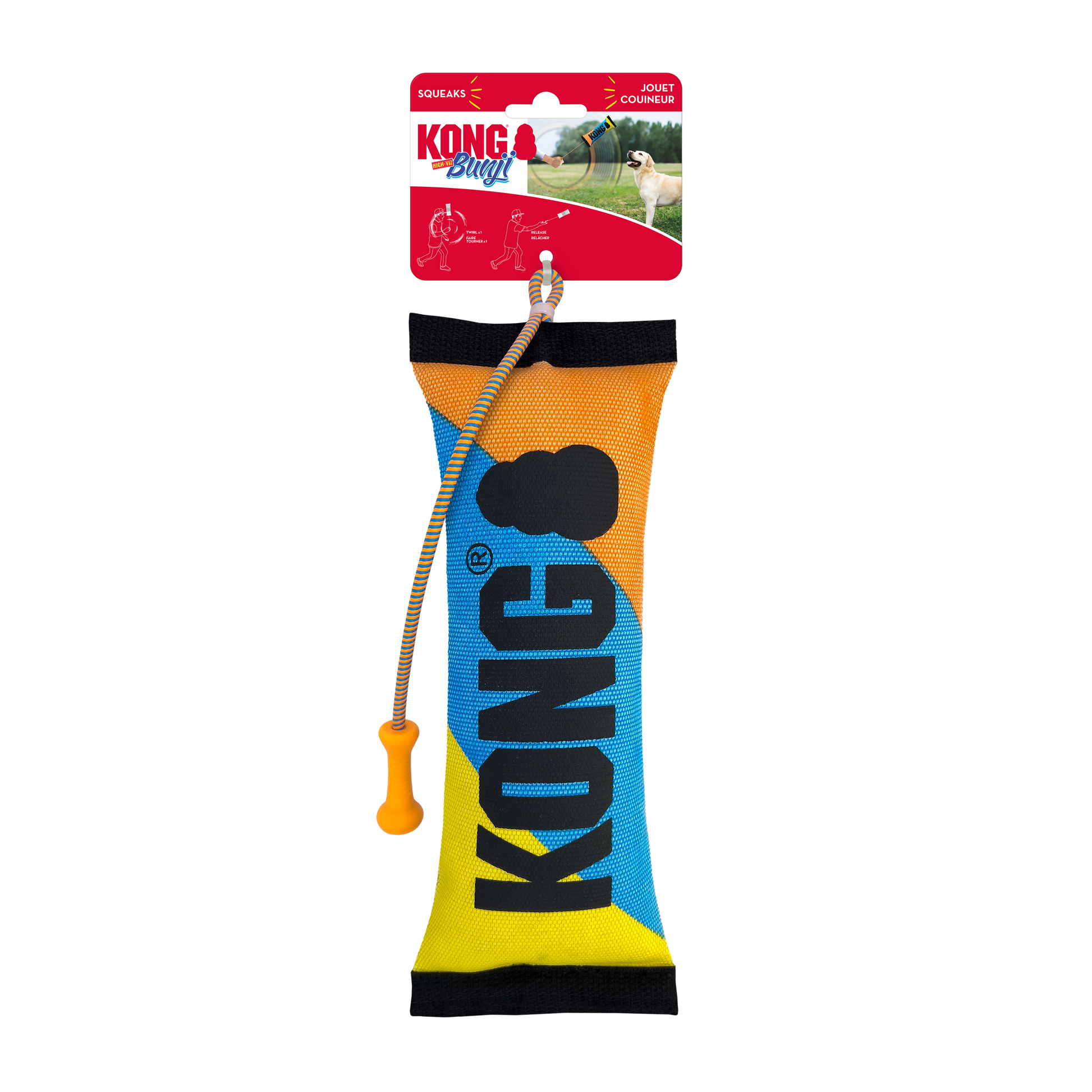 KONG Bunji High-Viz Bumper Dog Toy Assorted Color Medium 035585529240