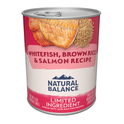 Natural Balance Pet Foods Limited Ingredient Canned Dog Food Whitefish, Brown Rice & Salmon 12ea/13 oz 723633014298