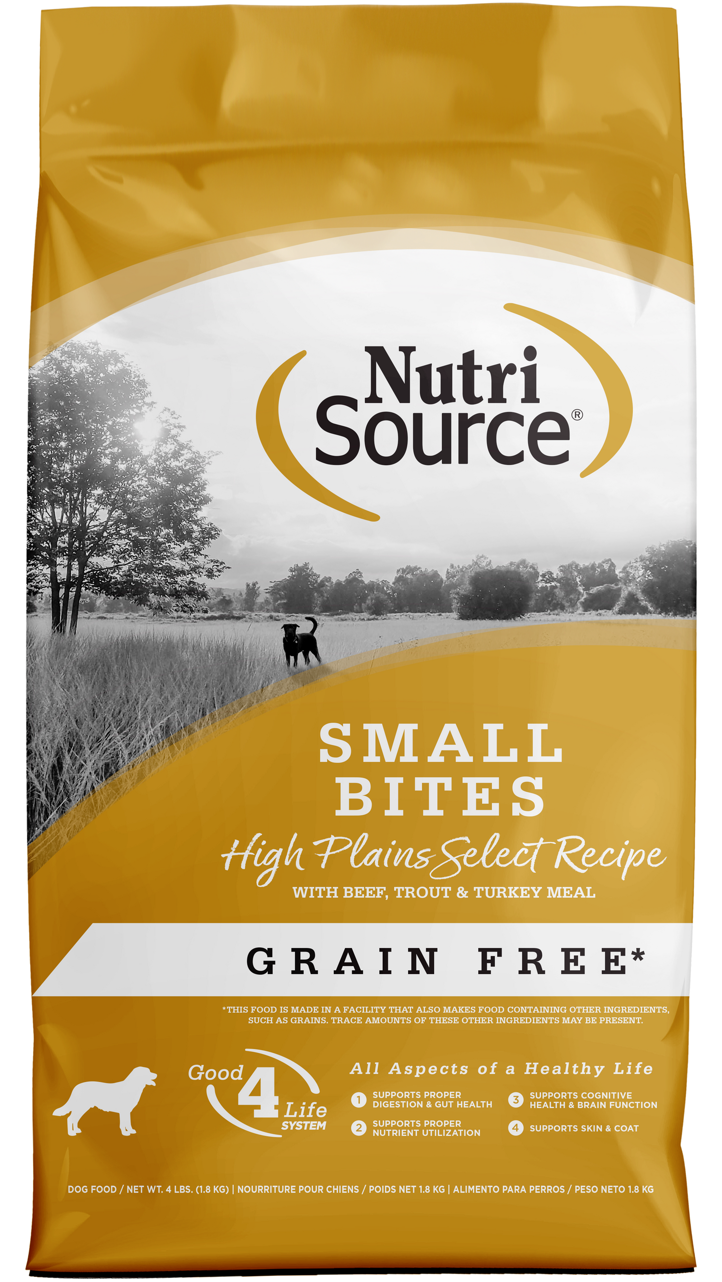 NutriSource Select Recipe Small Bites Grain Free Dry Dog Food High Plains Select 4 lb 073893299844