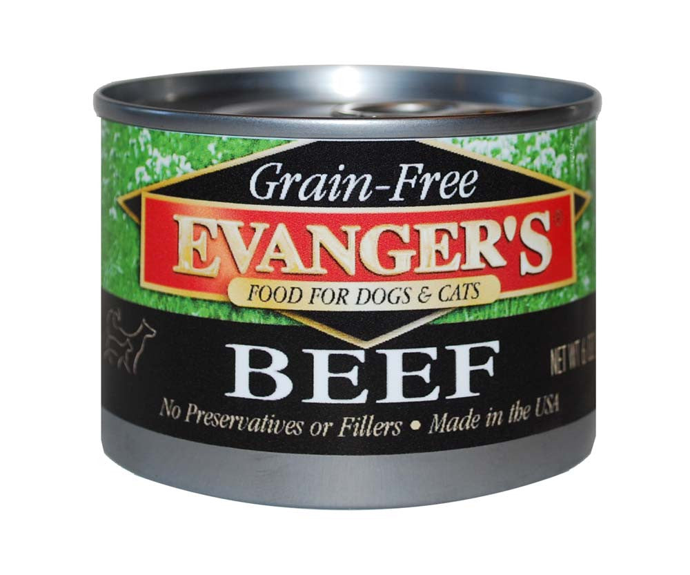 Evanger's Grain-Free Wet Dog & Cat Food Beef 6oz 24pk