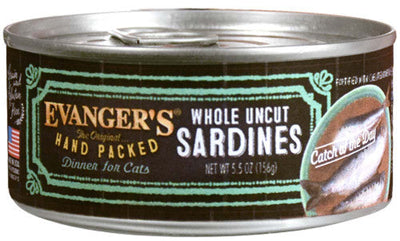 Evanger’s Hand Packed Wet Cat Food Whole Uncut Sardines 5.5oz 24pk