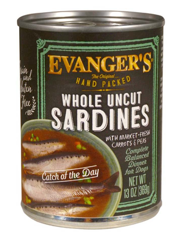 Evanger's Hand Packed Wet Dog Food Whole Uncut Sardines 12oz 12pk
