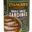 Evanger’s Hand Packed Wet Dog Food Whole Uncut Sardines 12oz 12pk