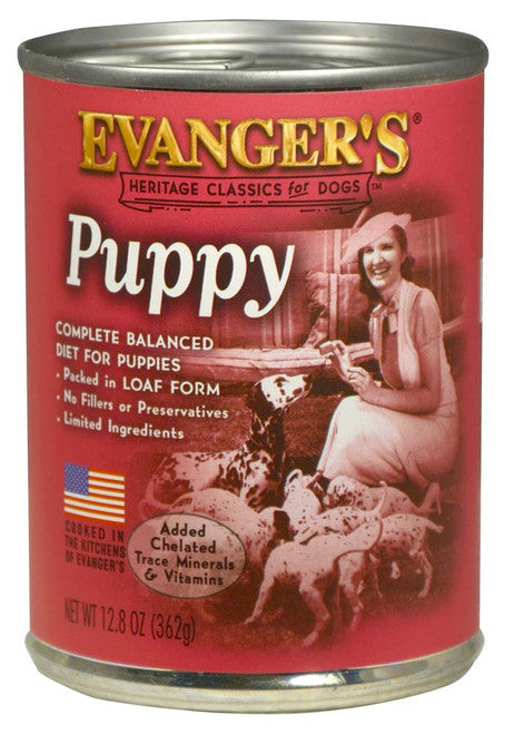 Evanger’s Heritage Classic Puppy and Underweight Wet Dog Food Chicken 12.8oz 12pk