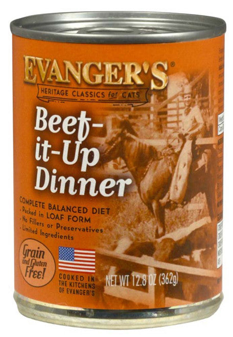 Evanger’s Heritage Classic Wet Cat Food Beef It Up 12.8oz 12pk