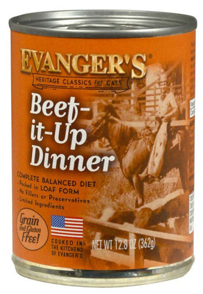 Evanger’s Heritage Classic Wet Cat Food Beef It Up 12.8oz 12pk