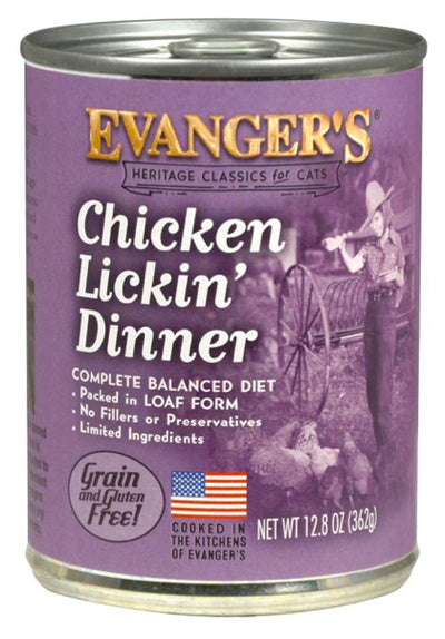 Evanger's Heritage Classic Wet Cat Food Chicken Lickin' 12.8oz 12pk