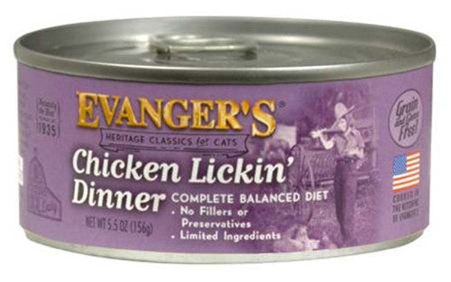 Evanger’s Heritage Classic Wet Cat Food Chicken Lickin’ 5.5oz 24pk