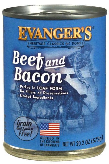 Evanger’s Heritage Classic Wet Dog Food Beef & Bacon 20.2oz 12pk