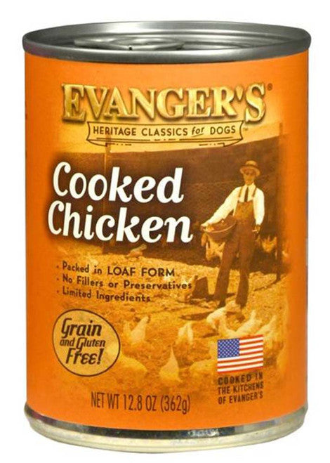 Evanger’s Heritage Classic Wet Dog Food Cooked Chicken 12.8oz 12pk