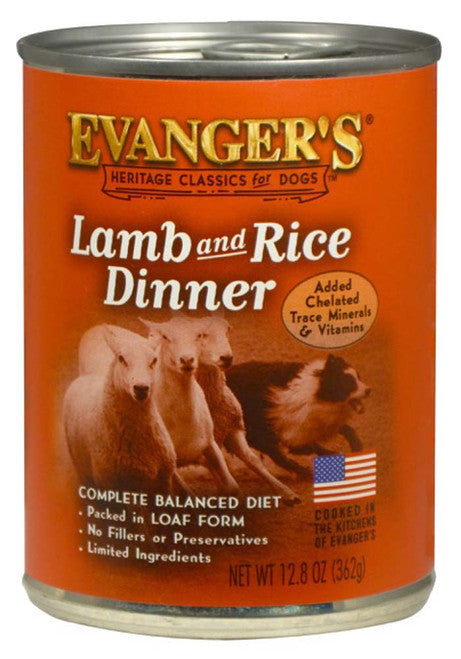 Evanger’s Heritage Classic Wet Dog Food Lamb & Rice 12.8oz 12pk
