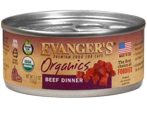 Evanger’s Organics Wet Cat Food Beef 5.5oz