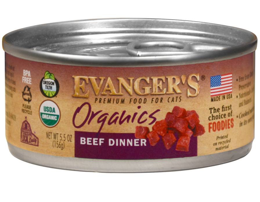 Evanger's Organics Wet Cat Food Beef 5.5oz