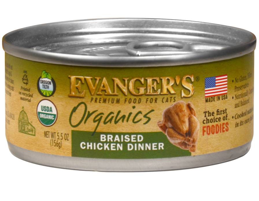 Evanger's Organics Wet Cat Food Braised Chicken 5.5oz