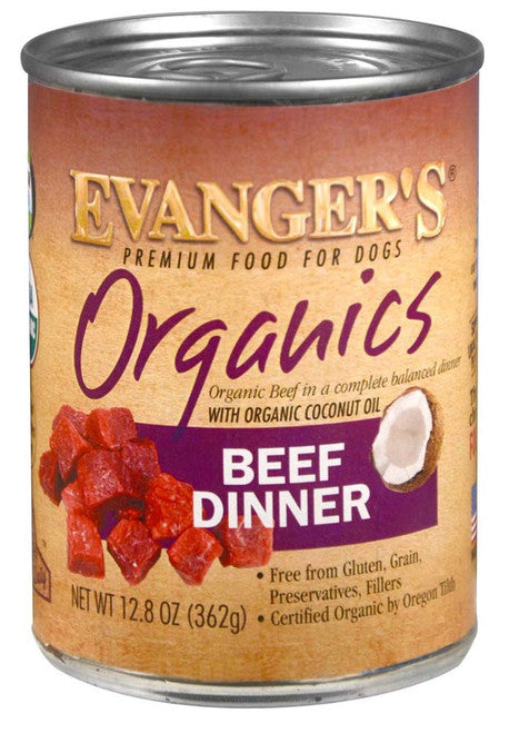 Evanger’s Organics Wet Dog Food Beef 12.8oz 12pk