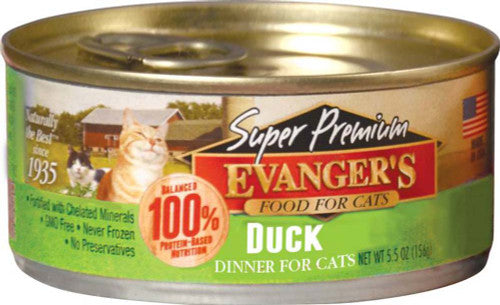 Evanger’s Super Premium Wet Cat Food Duck 5.5oz 24pk
