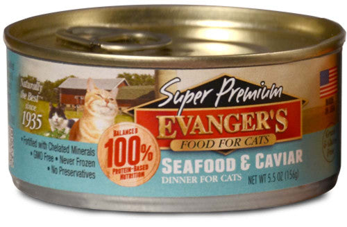 Evanger’s Super Premium Wet Cat Food Seafood & Caviar 5.5oz 24pk