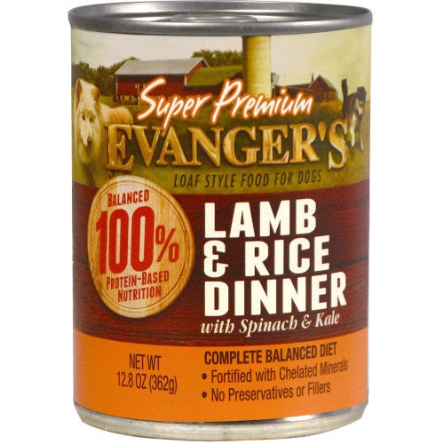 Evanger’s Super Premium Wet Dog Food Lamb & Rice 12.8oz 12pk