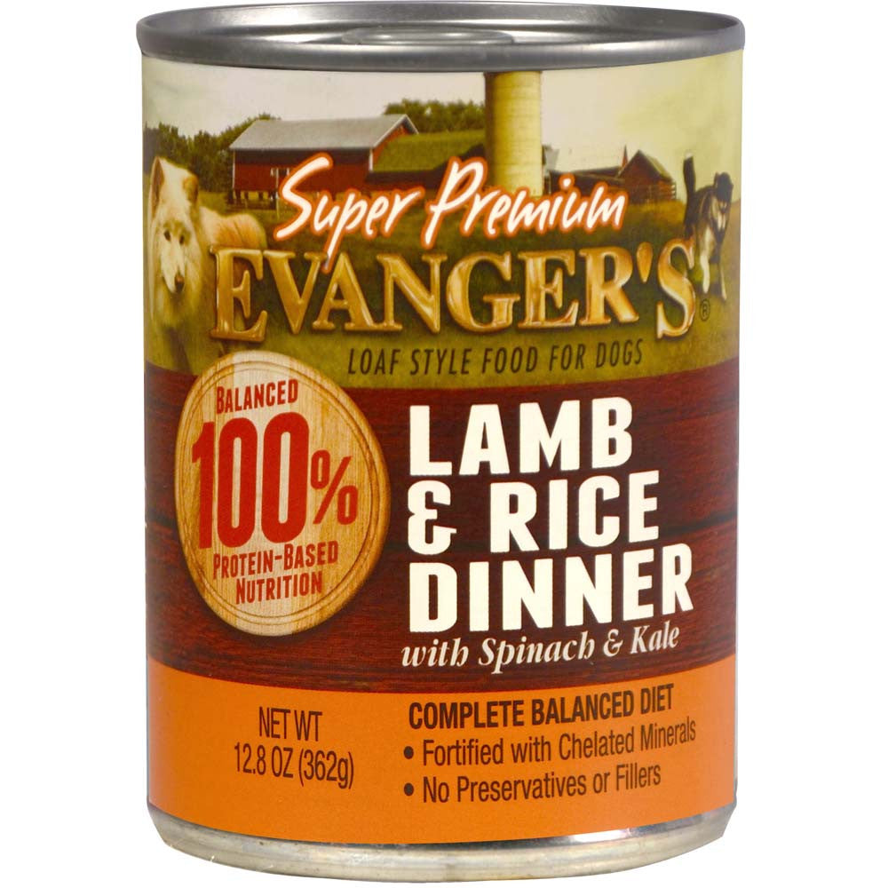 Evanger's Super Premium Wet Dog Food Lamb & Rice 12.8oz 12pk