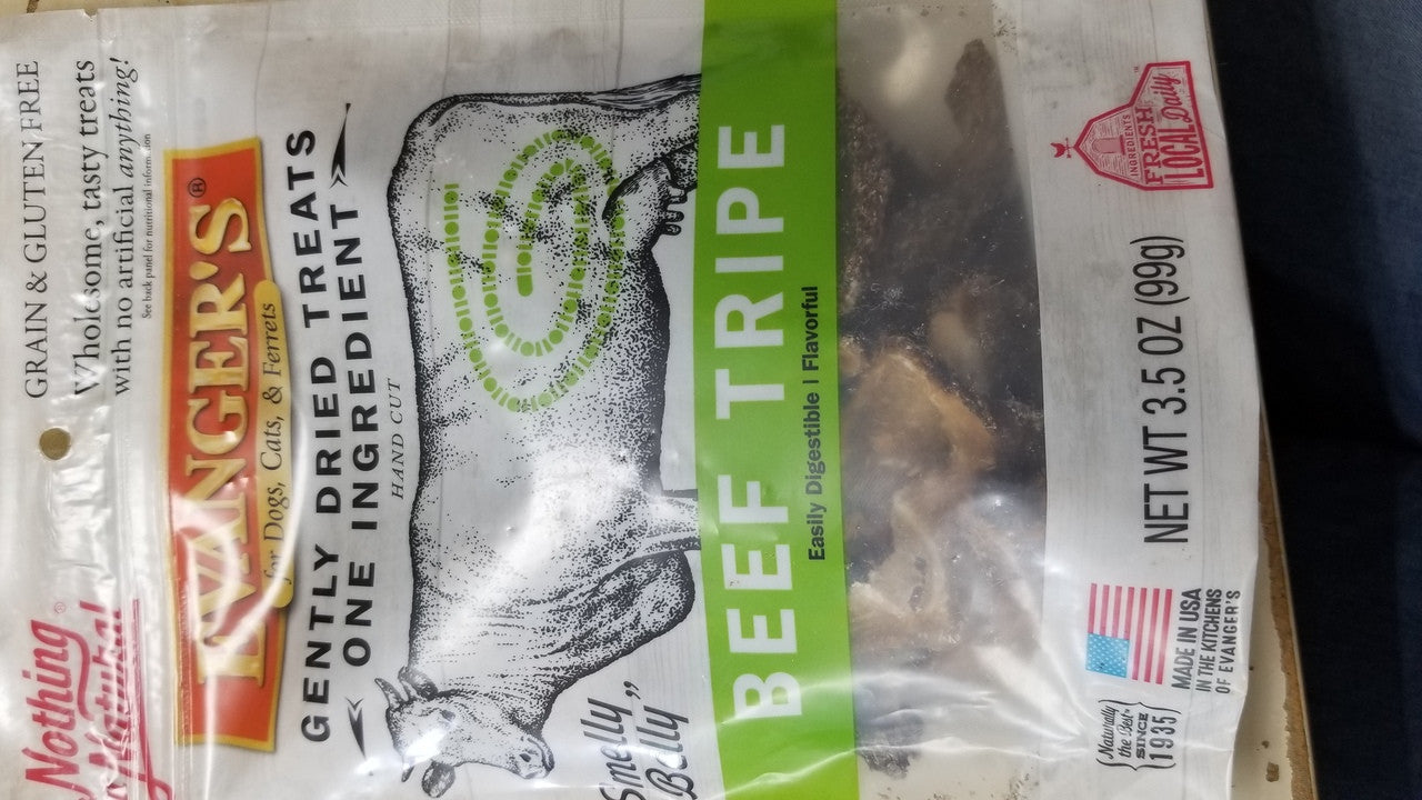 Evangers Raw Freeze Dried Grain Free Beef Tripe Dog And Cat Treats-3.5-oz-{L+1} 077627602016