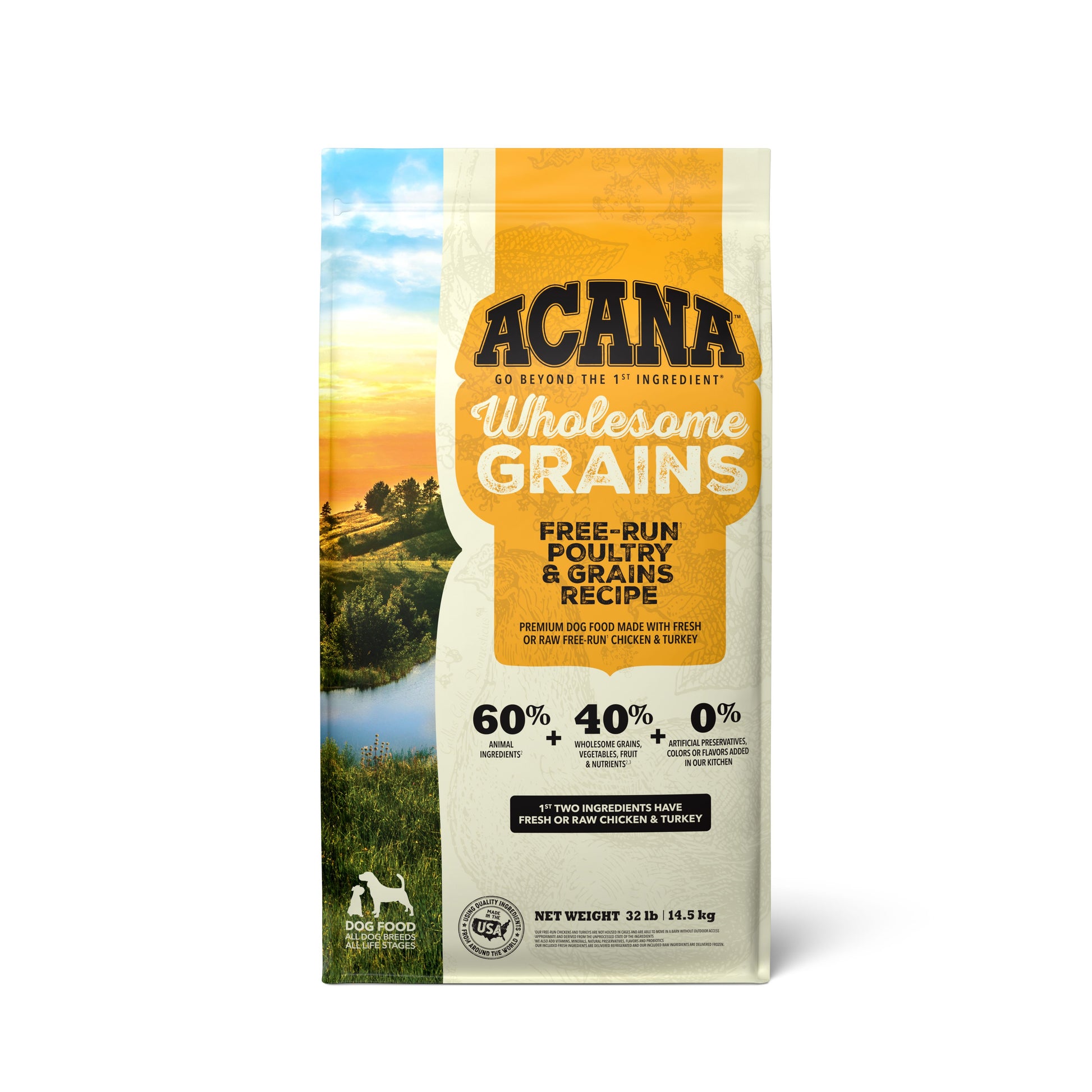 Acana Wholesome Grains Free-Run Poultry & Grains Dry Dog Food Poultry & Grains 32 lb 064992728472