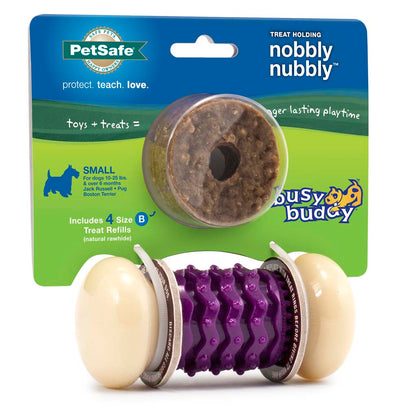 Busy Buddy Nobbly Nubbly Dog Toy Purple/White Small 759023096179