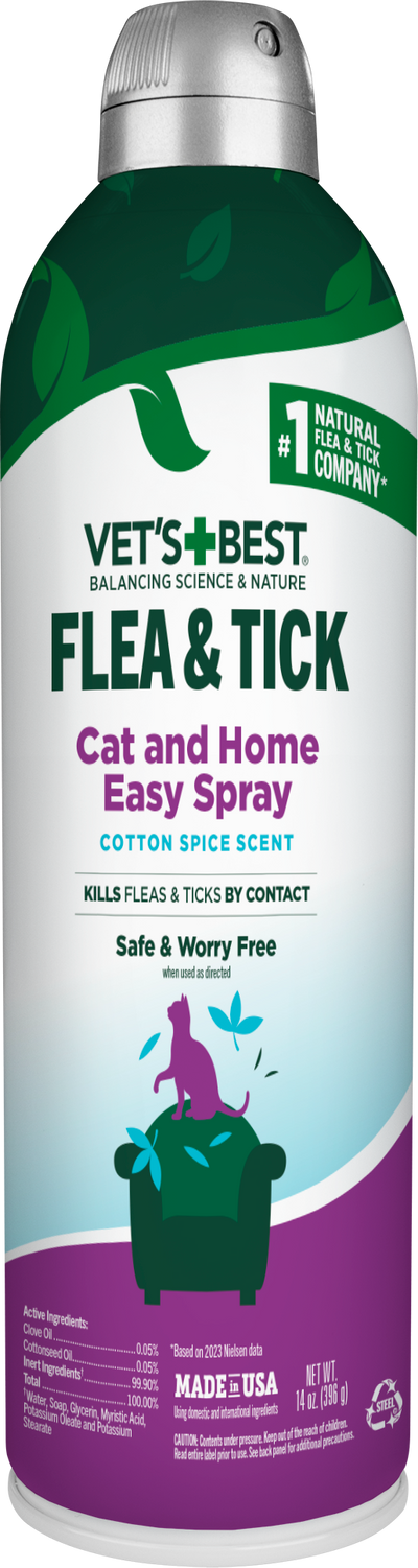 Vet's Best Flea & Tick Cat and Home Spray Cotton Spice Scent 14 oz 010279001332