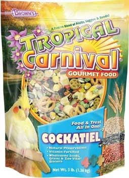 F.M. Brown's Tropical Carnival Cockatiel 3lb -90591 {L+1} C= 423051 042934446578