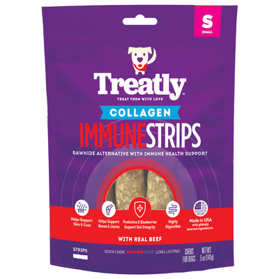Treatly Collagen Immune Strips Dog Chews Beef 5 oz 094983002106