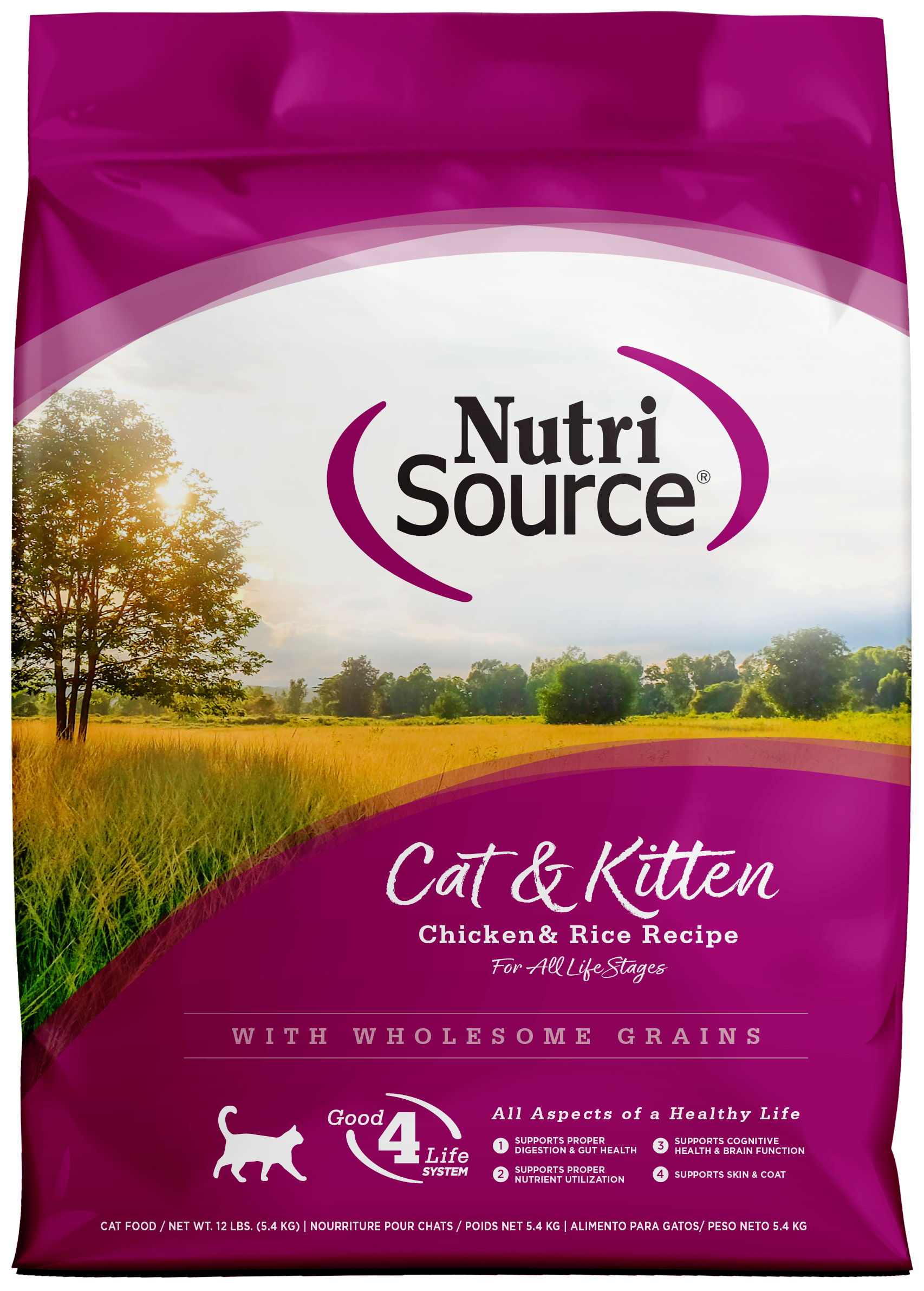 NutriSource Cat & Kitten All Life Stages Dry Cat Food Chicken & Rice 12 lb 073893280217