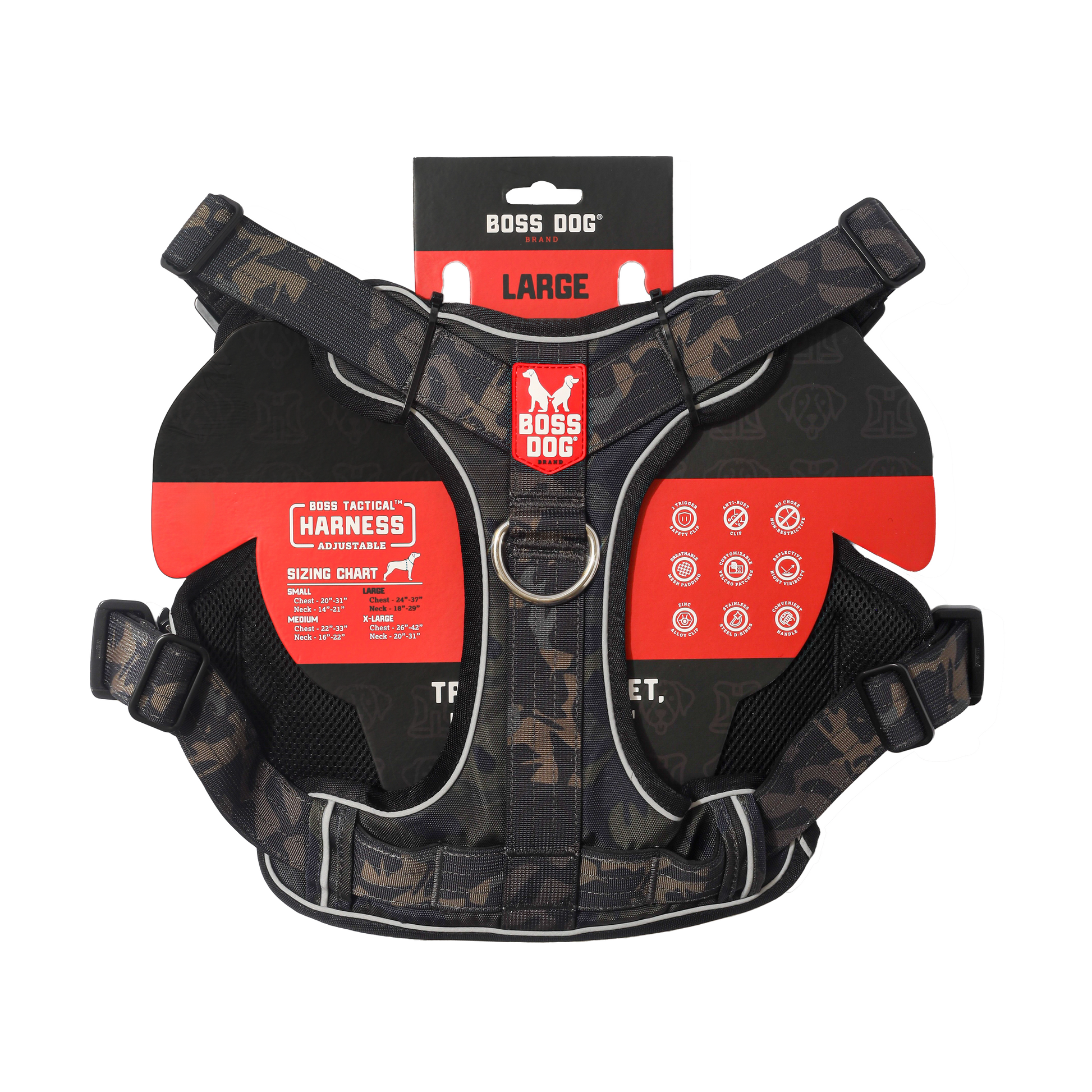 Boss Dog Tactical Dog Harness Black Camo Large 860012005444