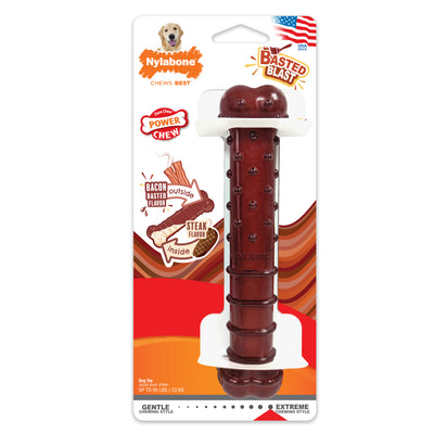 Nylabone Power Chew Basted Blast Dual Flavored Dog Chew Toys Bacon & Steak Large/Giant - Up To 50 Lbs. (1 ct) 018214854135