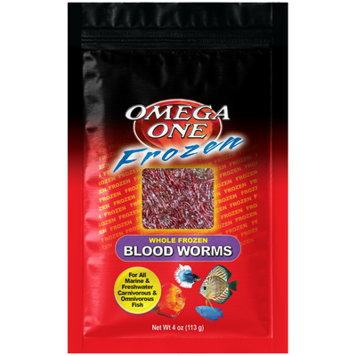 Omega One Whole Frozen Bloodworm Fish Food 4 oz SD-5 098220062014