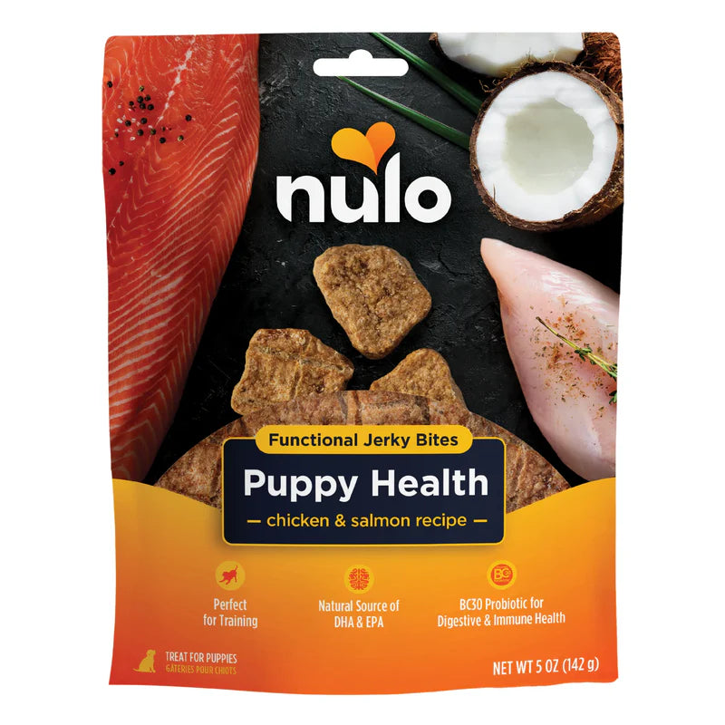 Nulo Functional Jerky Bites Puppy Health Dog Treats Chicken & Salmon 5 oz 810125291098