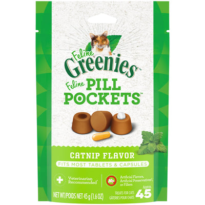 Greenies Feline Pill Pockets Cat Treats Catnip 1.6 oz 642863114571