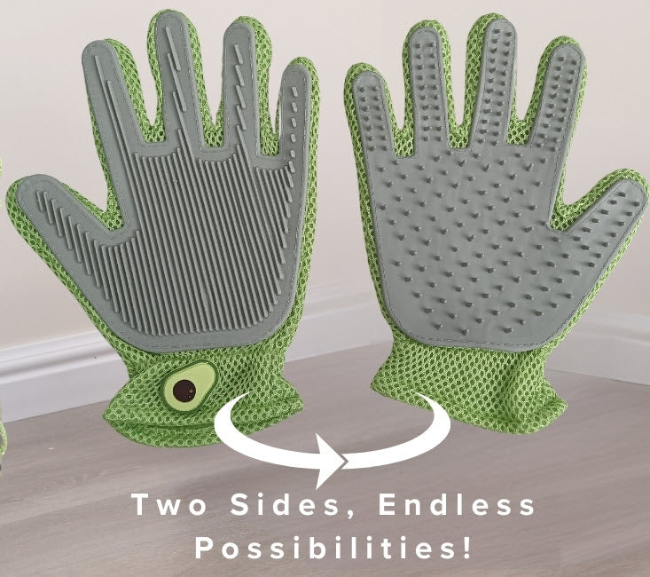 PetPals Grooming Glove Green & Gray 818483019255