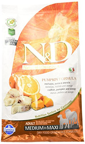 Farmina N&d Grain - free Pumpkin Codfish & Orange Adult Dog Medium Maxi 5.5lb {L + 1}
