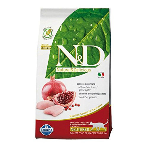 Farmina N&d Natural And Delicious Grain Free Neutered Adult Chicken & Pomegranate Dry Cat Food - 11 - lb - {L + 1x}