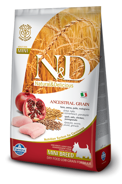 Farmina N&d Natural And Delicious Low Grain Mini Adult Chicken & Pomegranate Dry Dog Food-15.5-lb-{L+1x} 8010276035073