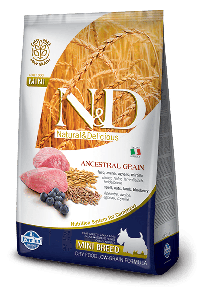 Farmina N&d Natural And Delicious Low Grain Mini Adult Lamb & Blueberry Dry Dog Food-5.5-lb-{L-x} 8010276022103
