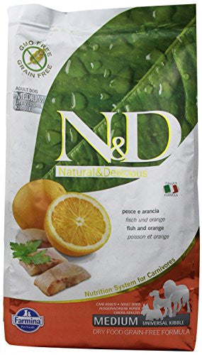 Farmina N&d Natural And Delicious Medium/maxi Adult Fish & Oange Dry Dog Food - 5.5 - lb - {L + x}