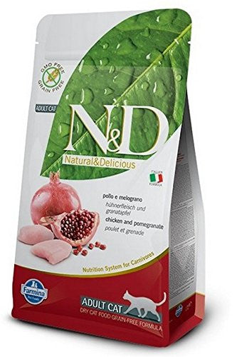Farmina N&d Natural And Delicious Prime Adult Chicken & Pomegranate Dry Cat Food-3.3-lb-{L-xR} 8010276021021