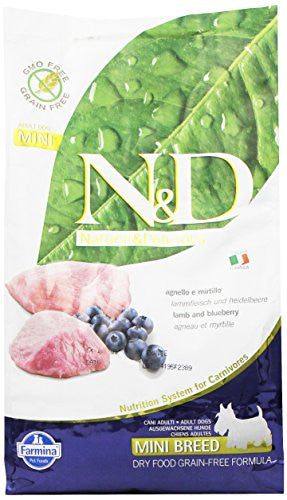 Farmina N&d Natural And Delicious Prime Mini Adult Lamb & Blueberry Dry Dog Food-5.5-lb-{L-x} 8010276021816