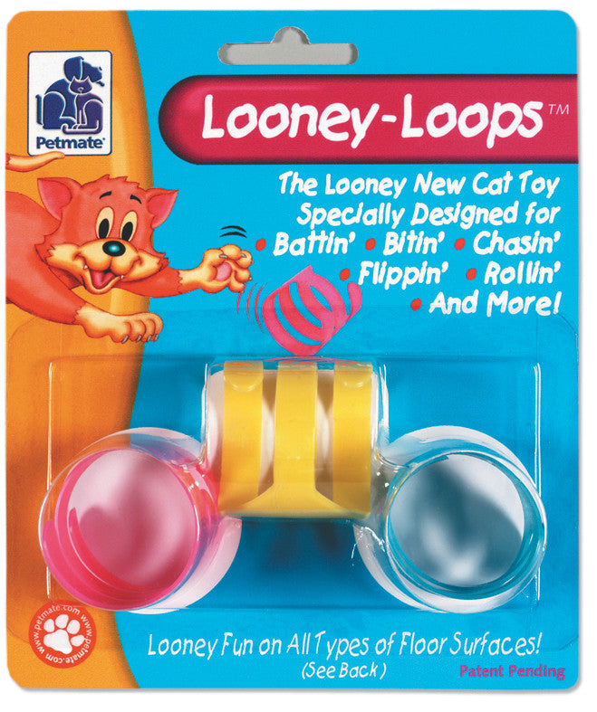 FAT CAT Looney Loops Cat Toy Pink, Yellow, Orange One Size 3 Pack (D)