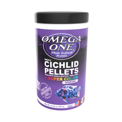 Omega One Super Color Cichlid Sinking Pellet Fish Food Small Pellets 16.25 oz 698220835313