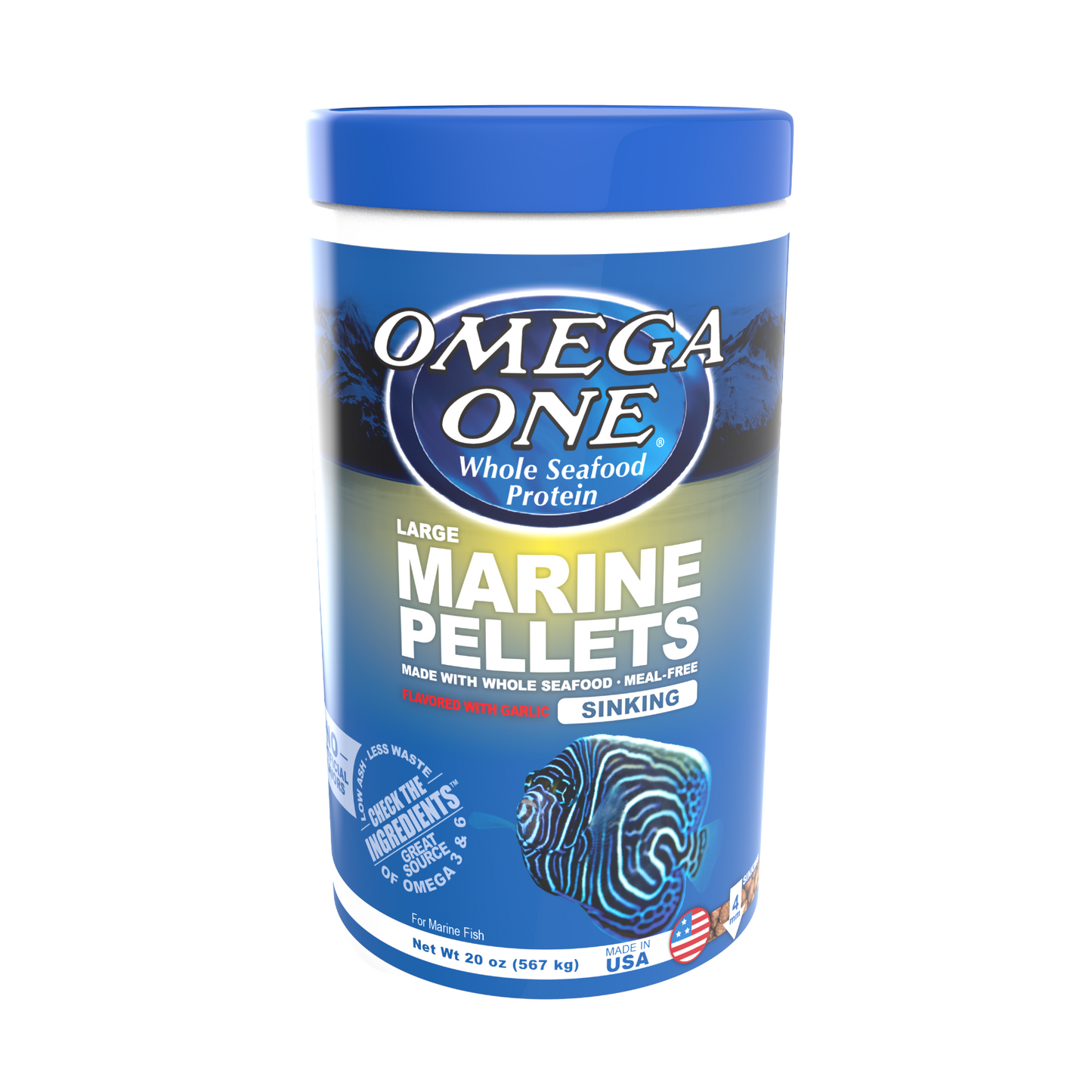 Omega One Marine Sinking Pellet Fish Food Large Pellets 20 oz 698220045118