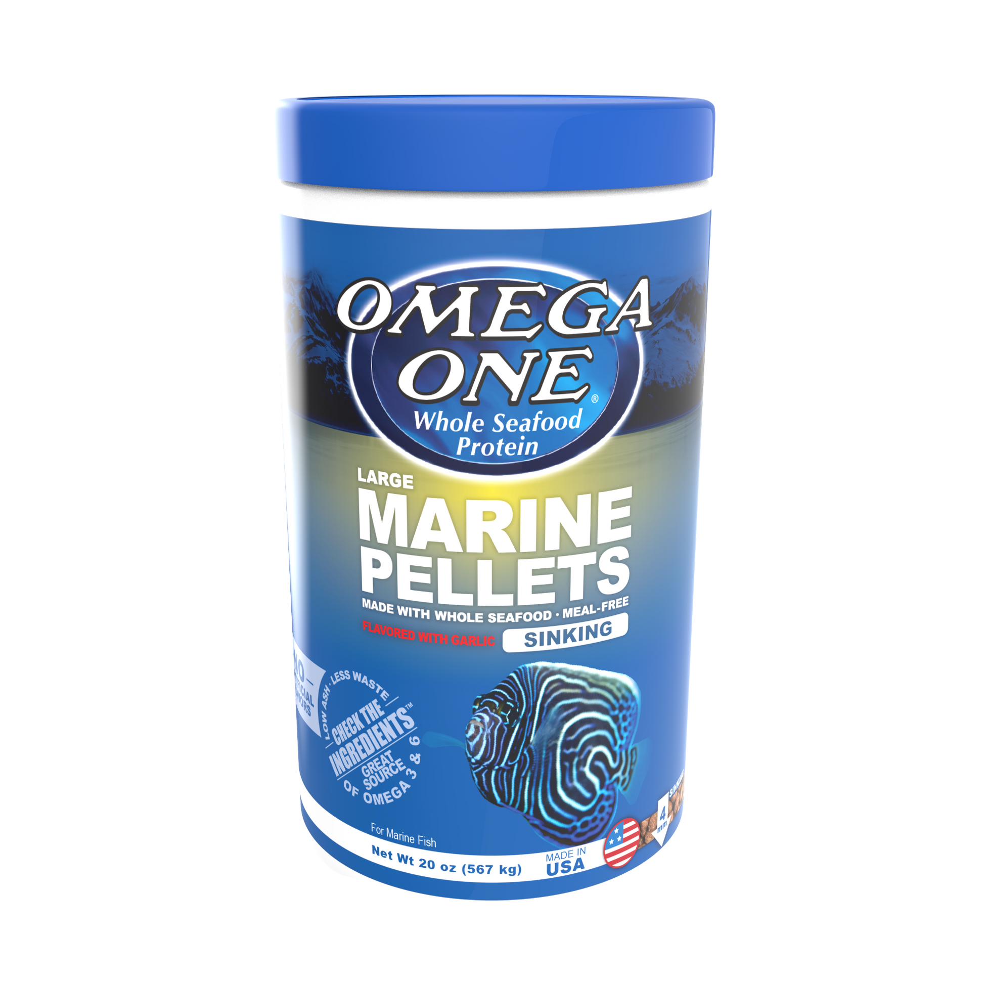 Omega One Marine Sinking Pellet Fish Food Large Pellets 20 oz 698220045118
