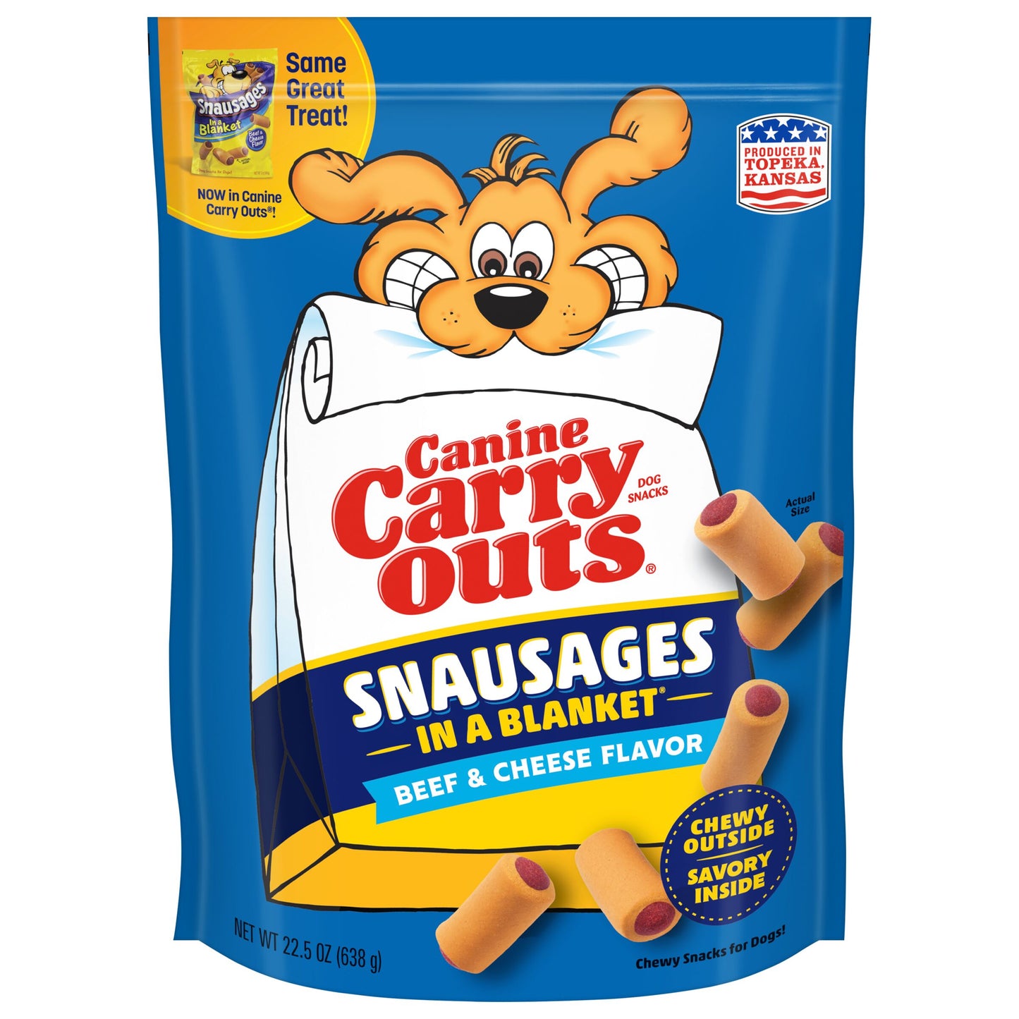 Canine Carry Outs Snausages in a Blanket Dog Treats Beef & Cheese 22.5 oz 079100402250